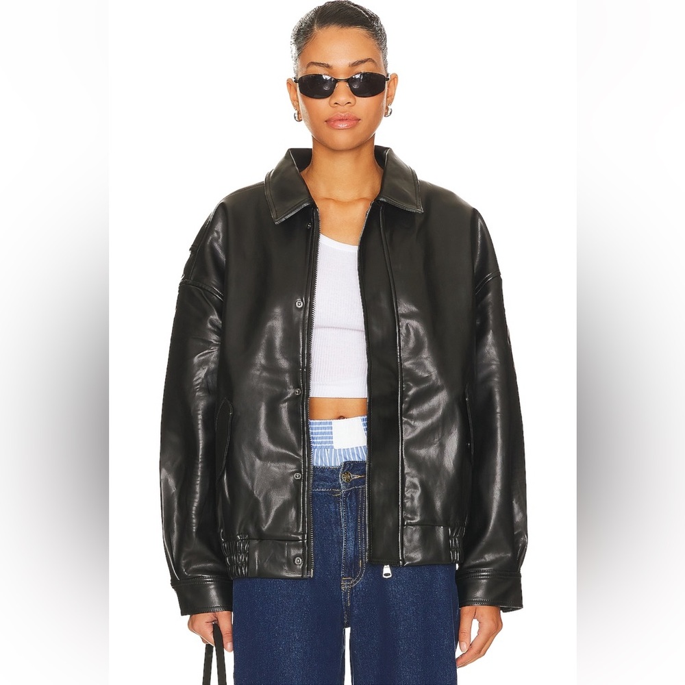 Black Kenny Leather Bomber- XXS